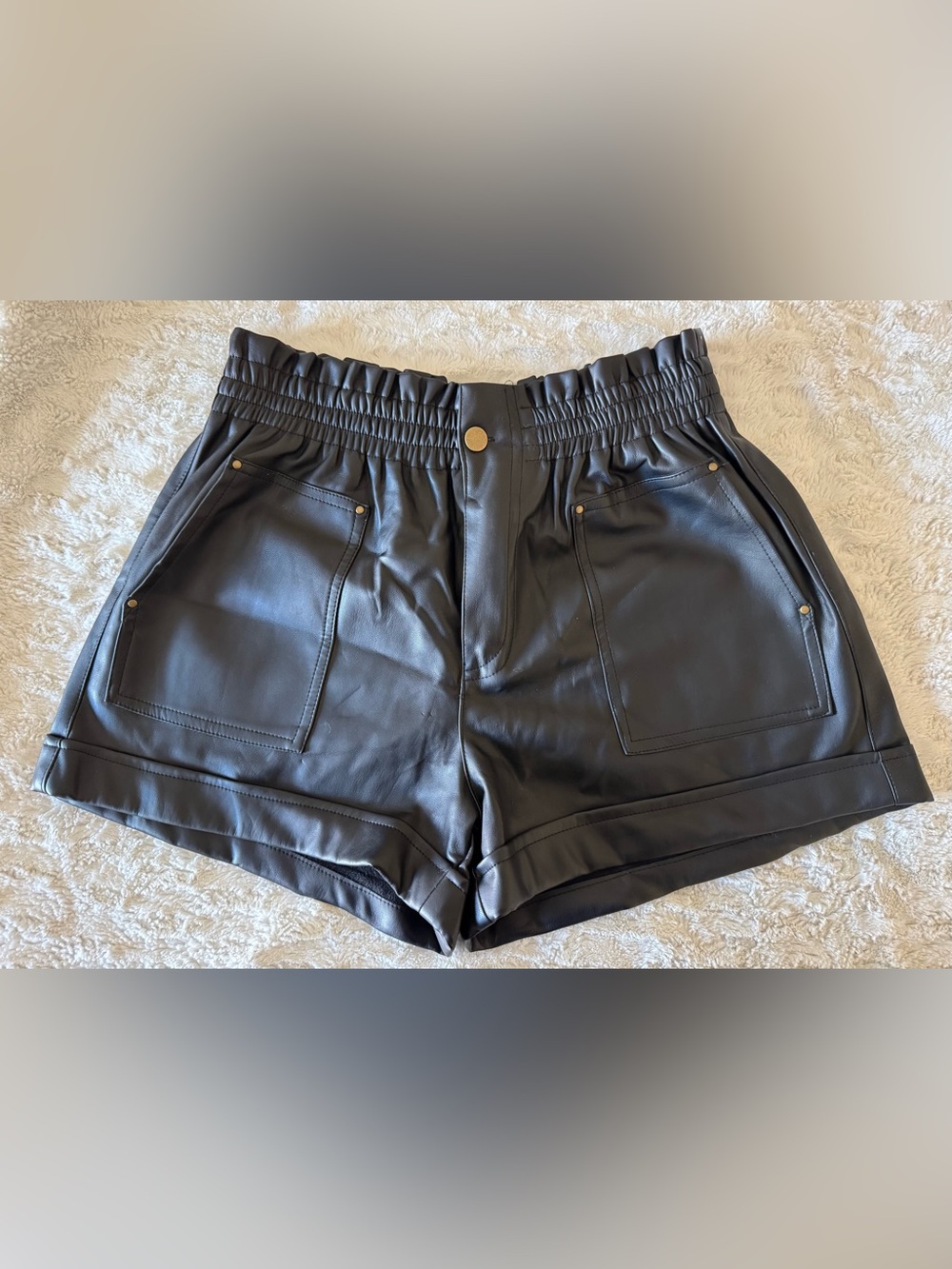 Faux leather shorts